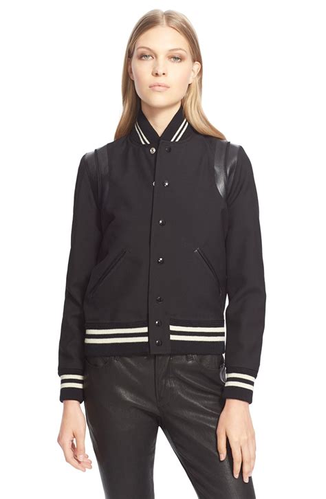 ysl leather jacket women|farfetch YSL teddy jacket.